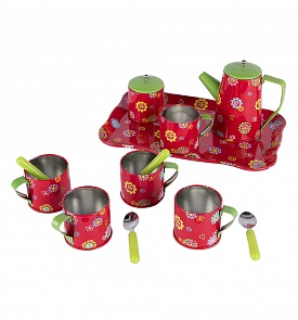 Игровой набор из серии Я сама – Кофейный сервиз, с большим кофейником, 14 шт., 4 вида, олово (1toy, Т57243)